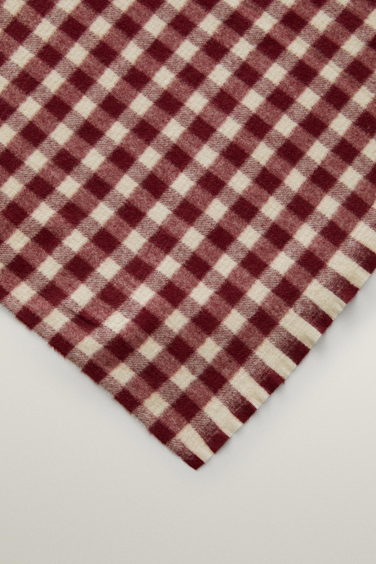CHRISTMAS GINGHAM FRINGE BLANKET — Red