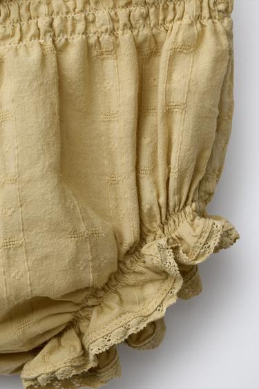 CULOTTE BRODERIES DENTELLE - Vert olive de Zara - Image 4