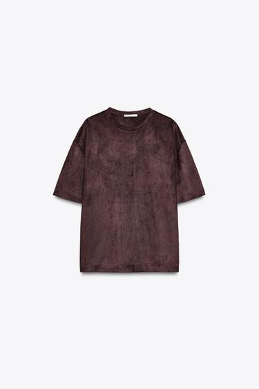 FAUX SUEDE TOP - Burgundy by Zara - Image 0