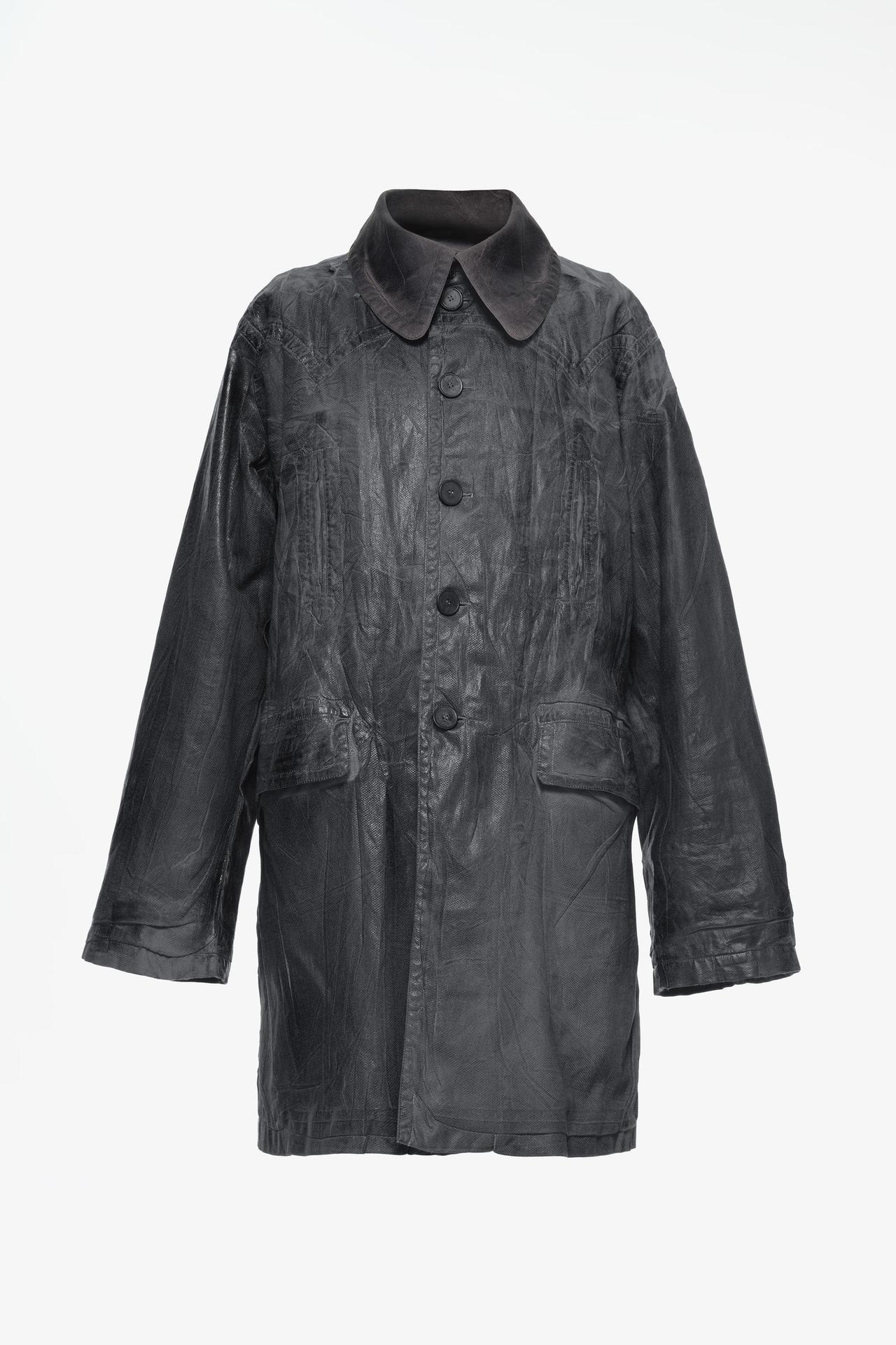LIMITED EDITION SHINY CRINKLE EFFECT COAT — Dark gray