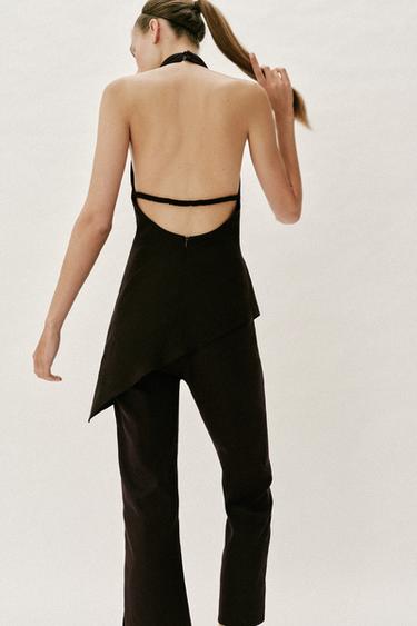 TOP HALTER EN LIN - Marron foncé de Zara - Image 3