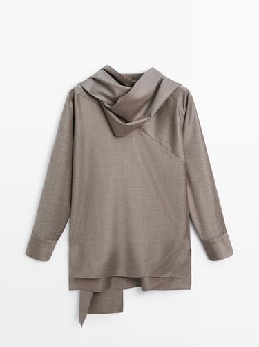 Zara Blouse with tie neck - LIMITED - Gray