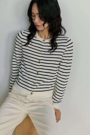 STRIPED KNIT CARDIGAN - striped by Zara
