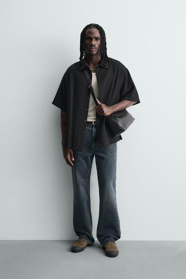 FLOWING TEXTURED SHIRT - Black by Zara