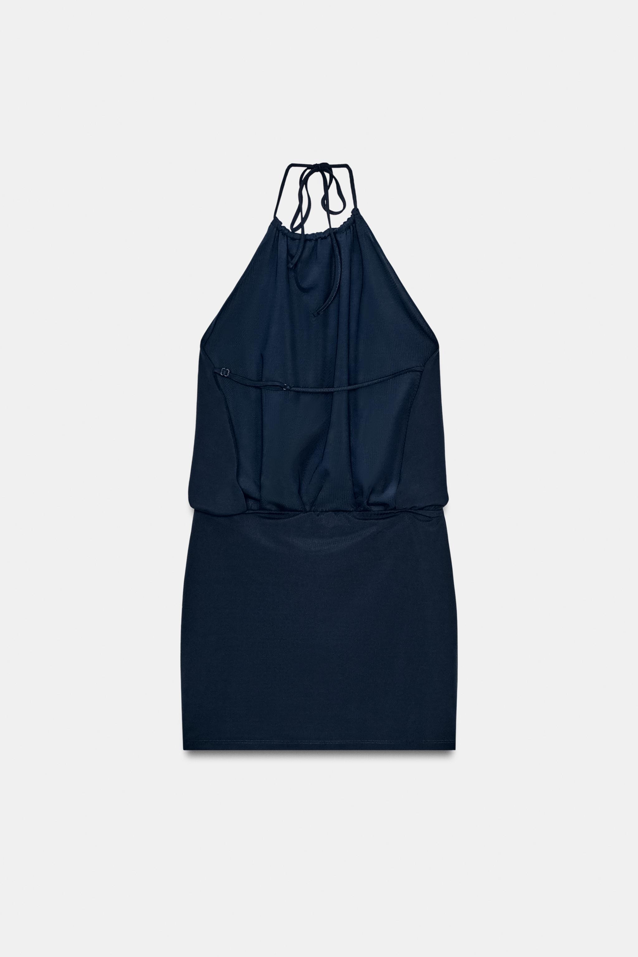 FLOWY HALTER DRESS - Navy blue | ZARA United States FLOWY HALTER DRESS - Navy blue | ZARA United States