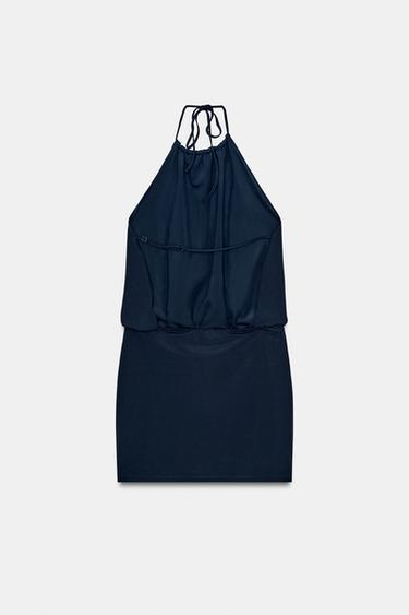 FLOWING HALTER DRESS - Navy blue by Zara - Image 5