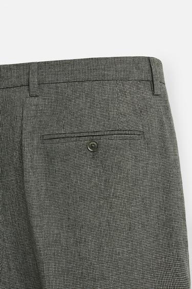 HOUNDSTOOTH SUIT TROUSERS - Green / Ecru by Zara - Image 8