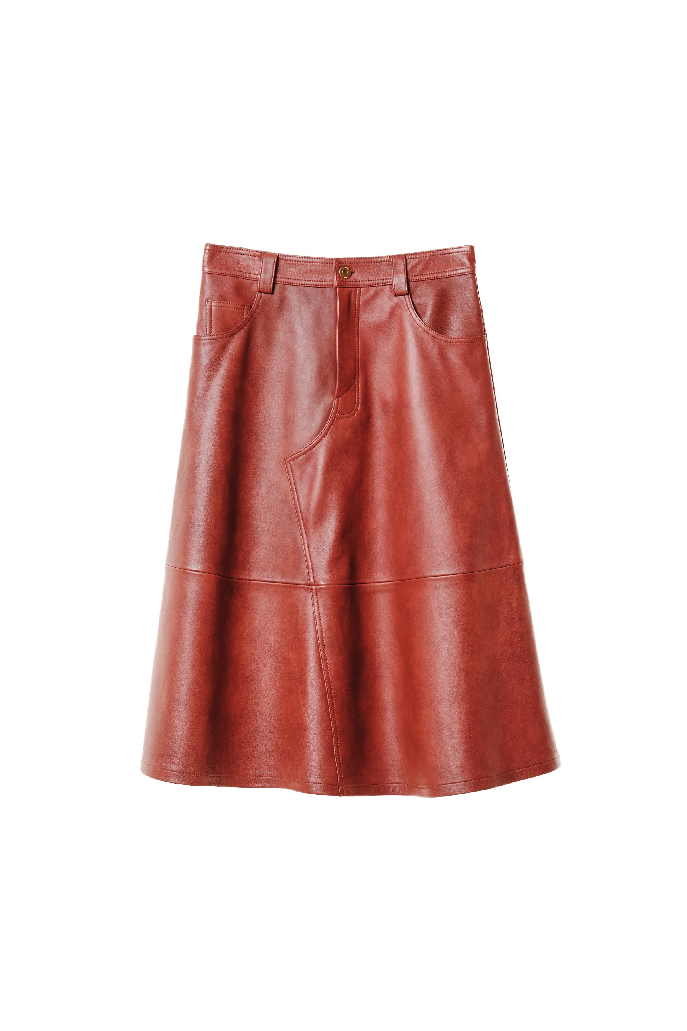 LEATHER MIDI SKIRT WILLY CHAVARRIA X ZARA - Dark russet | ZARA