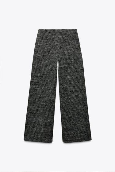 PANTALON LARGE TEXTURÉ - Noir / Écru de Zara - Image 4