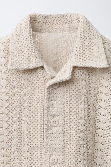 CROCHET KNIT SHIRT - Ecru by Zara