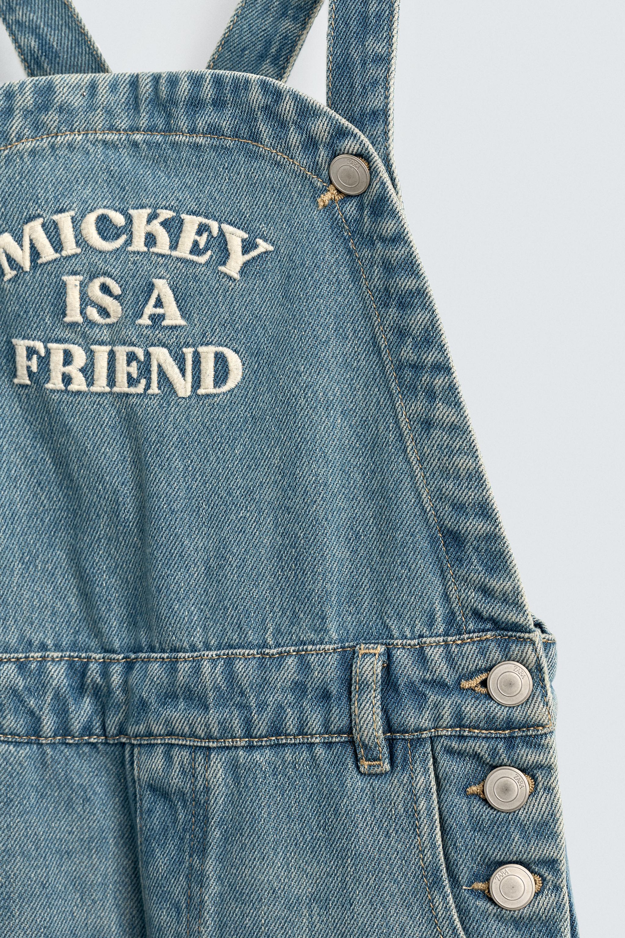 MICKEY MOUSE EMBROIDERED DENIM DUNGAREES HARRY LAMBERT FOR ZARA X