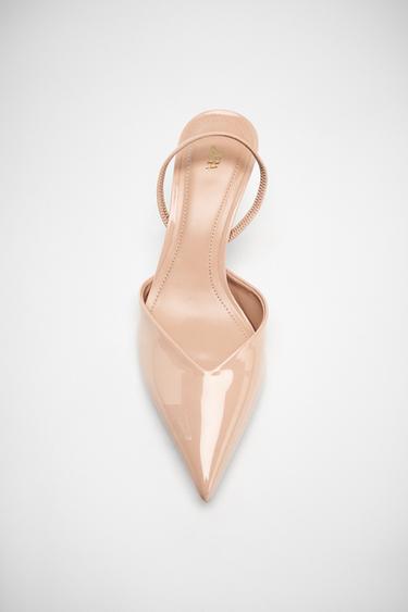 FAUX PATENT SLINGBACK SHOES - Beige by Zara