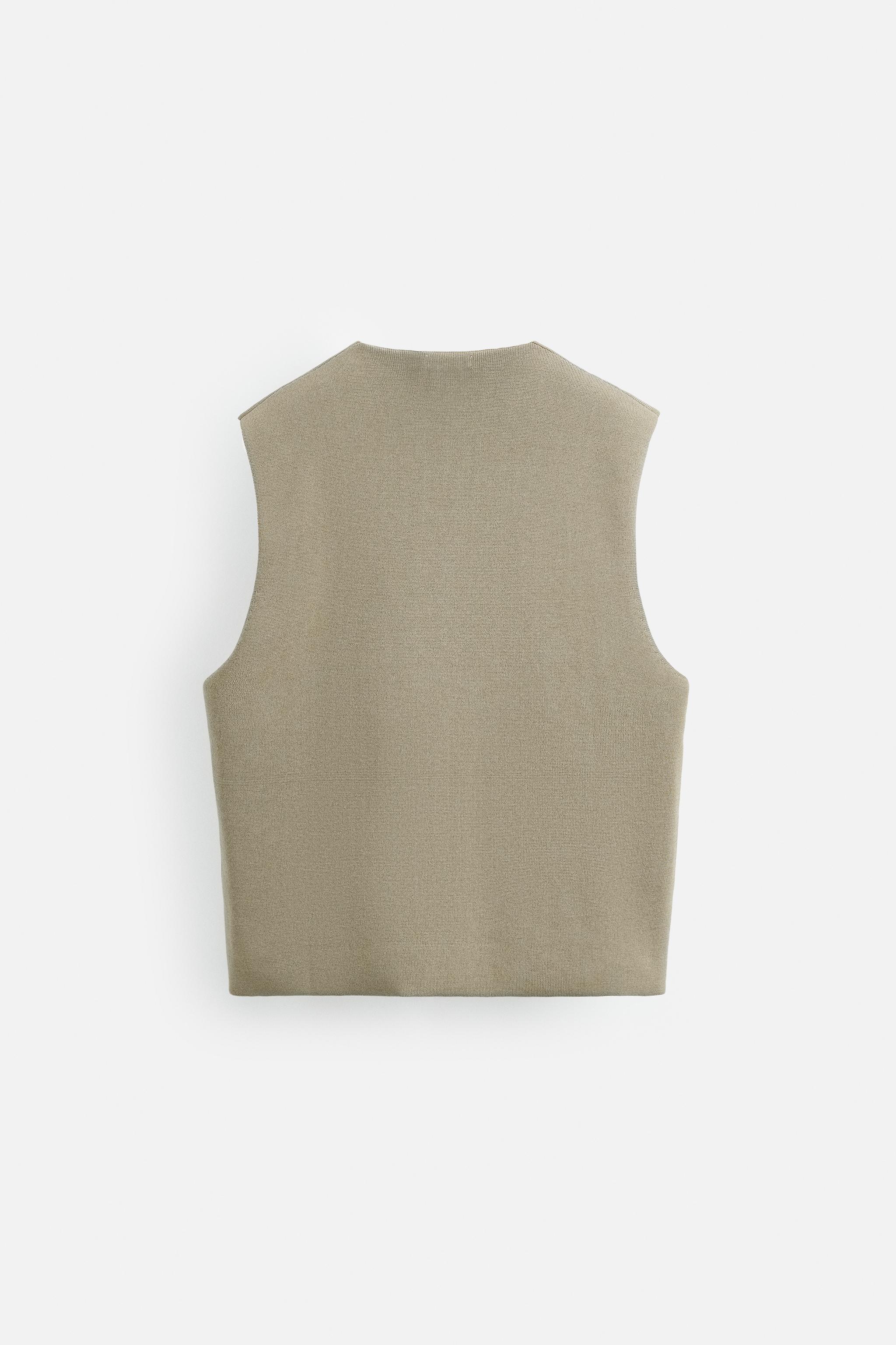 RELAXED FIT KNIT VEST - Khaki | ZARA United States
