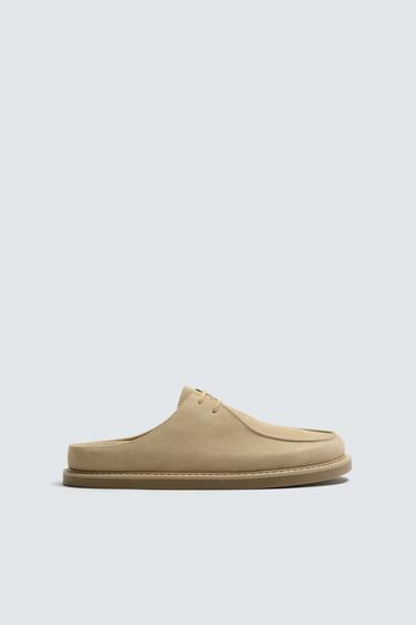 LEATHER CLOGS - Beige by Zara