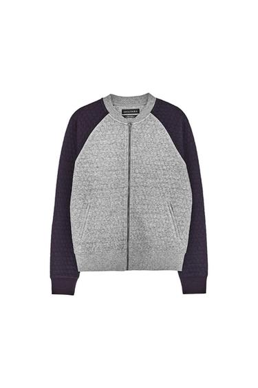 TWO-TONE QUILTED BOMBER JACKET