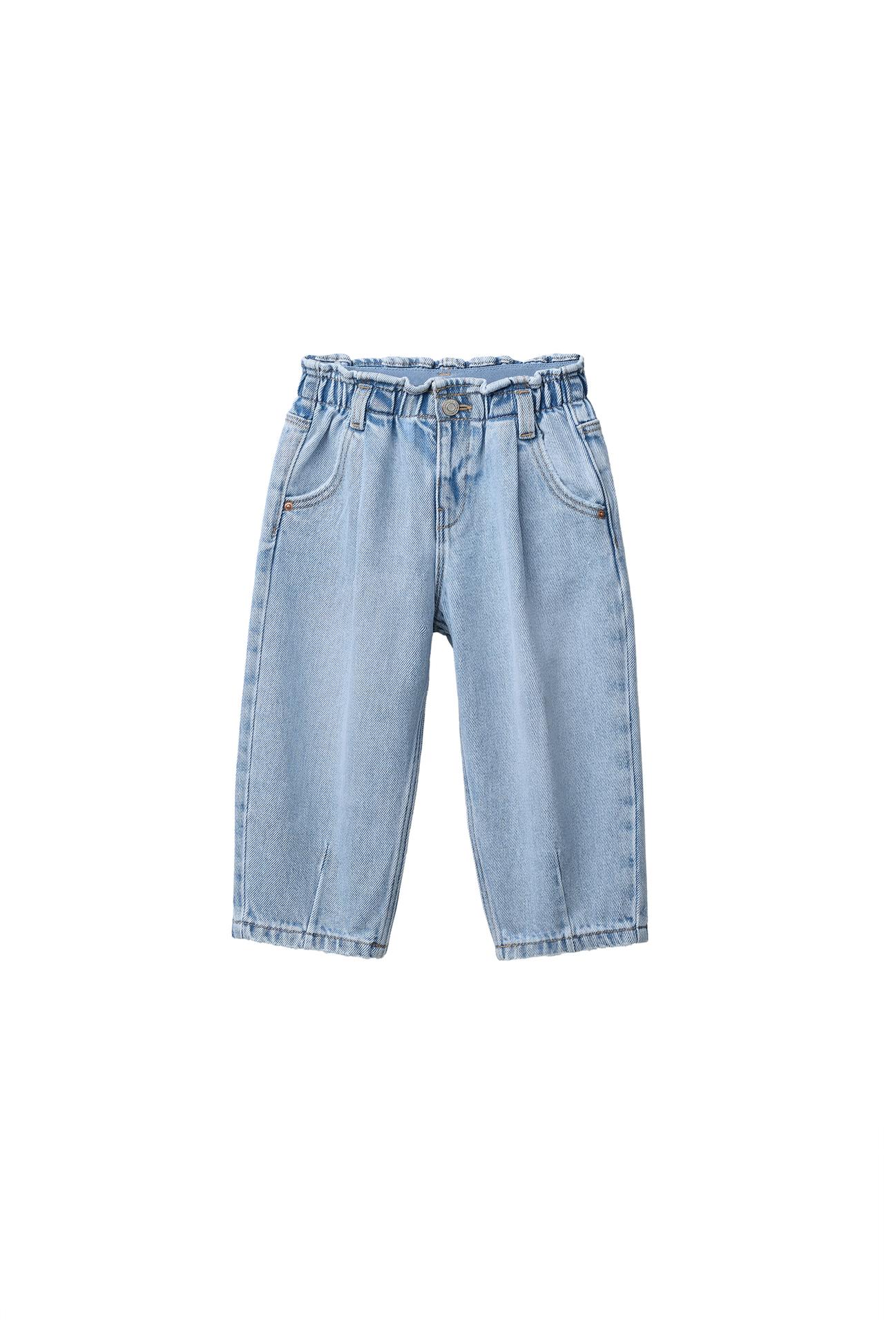 BAGGY PAPERBAG JEANS WITH HEART POCKETS — Light blue
