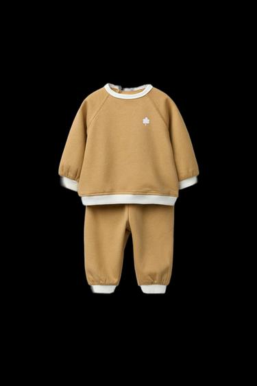Zara CONTRAST SWEATSHIRT AND PANTS SET - Ocher