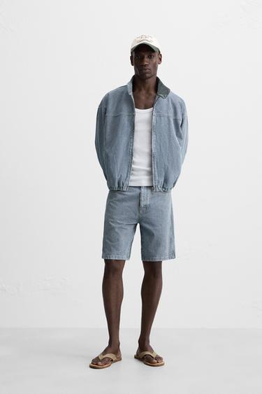 REGULAR FIT DENIM BERMUDA SHORTS - striped by Zara - Image 0