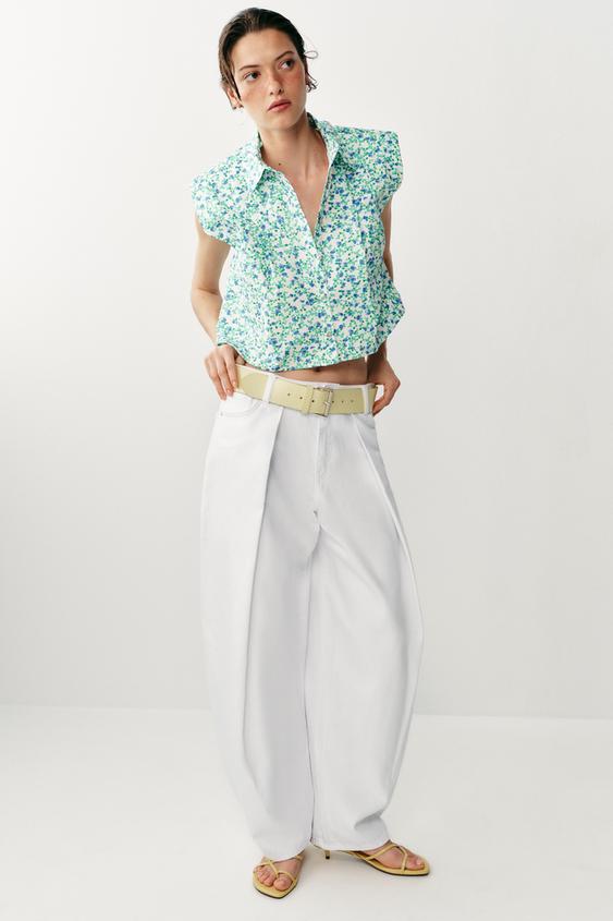 FLORAL PRINT SHOULDER PAD SHIRT from Zara - $49.90