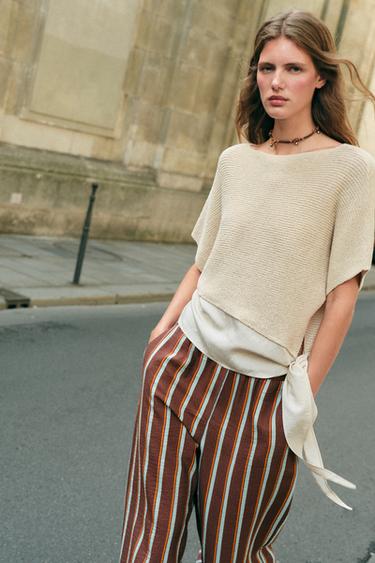 KNIT TOP WITH KNOT DETAIL - Light beige by Zara