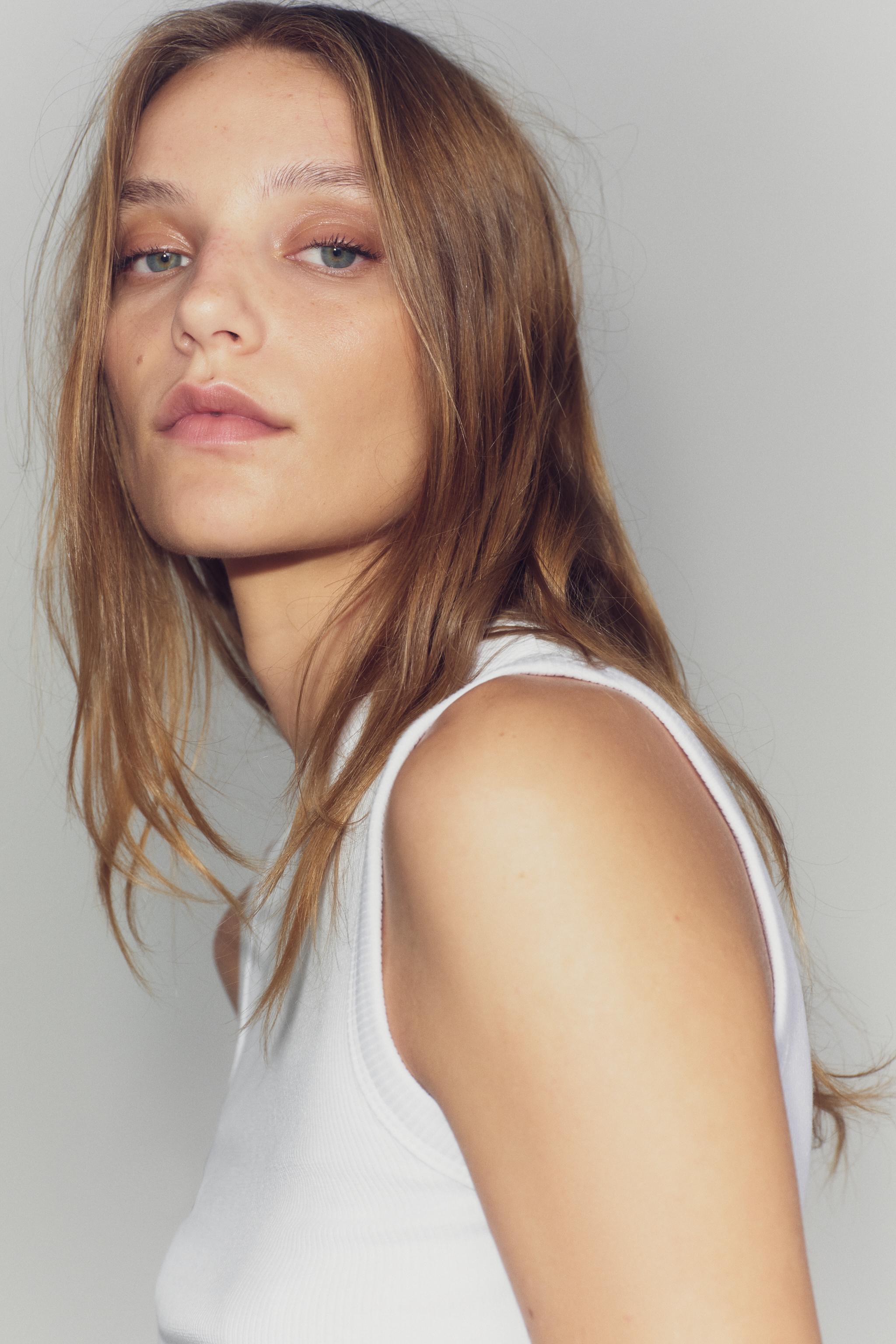 RIBBED TANK TOP — White