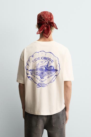 T-SHIRT IMPRIMÉ DÉLAVÉ - Blanc cassé de Zara - Image 2