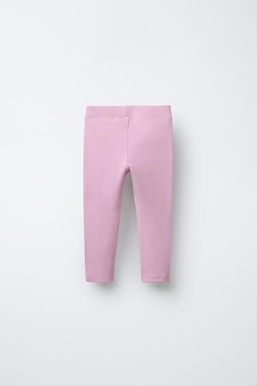 RIBBED LEGGINGS WITH LABEL - Chalk pink by Zara - Image 1