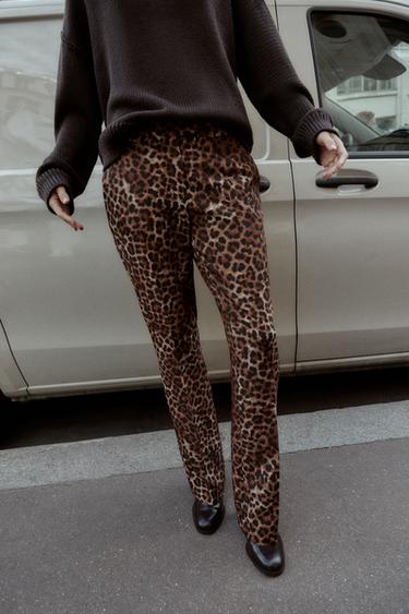 ANIMAL PRINT FLARE TROUSERS - Leopard by Zara - Image 1