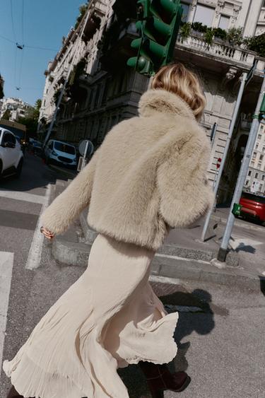 VESTE DOUBLE FACE EFFET FOURRURE - Gris taupe de Zara - Image 2