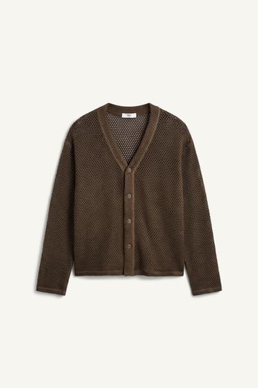 Zara RELAXED FIT CROCHET CARDIGAN - Brown