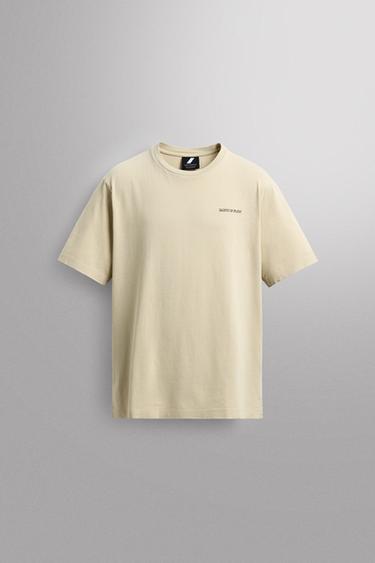 Zara REGULAR FIT GRAPHIC PRINT T-SHIRT - Oyster-white