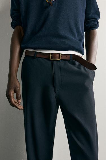 COMFORT TEXTURED CHINO TROUSERS - Dark navy by Zara