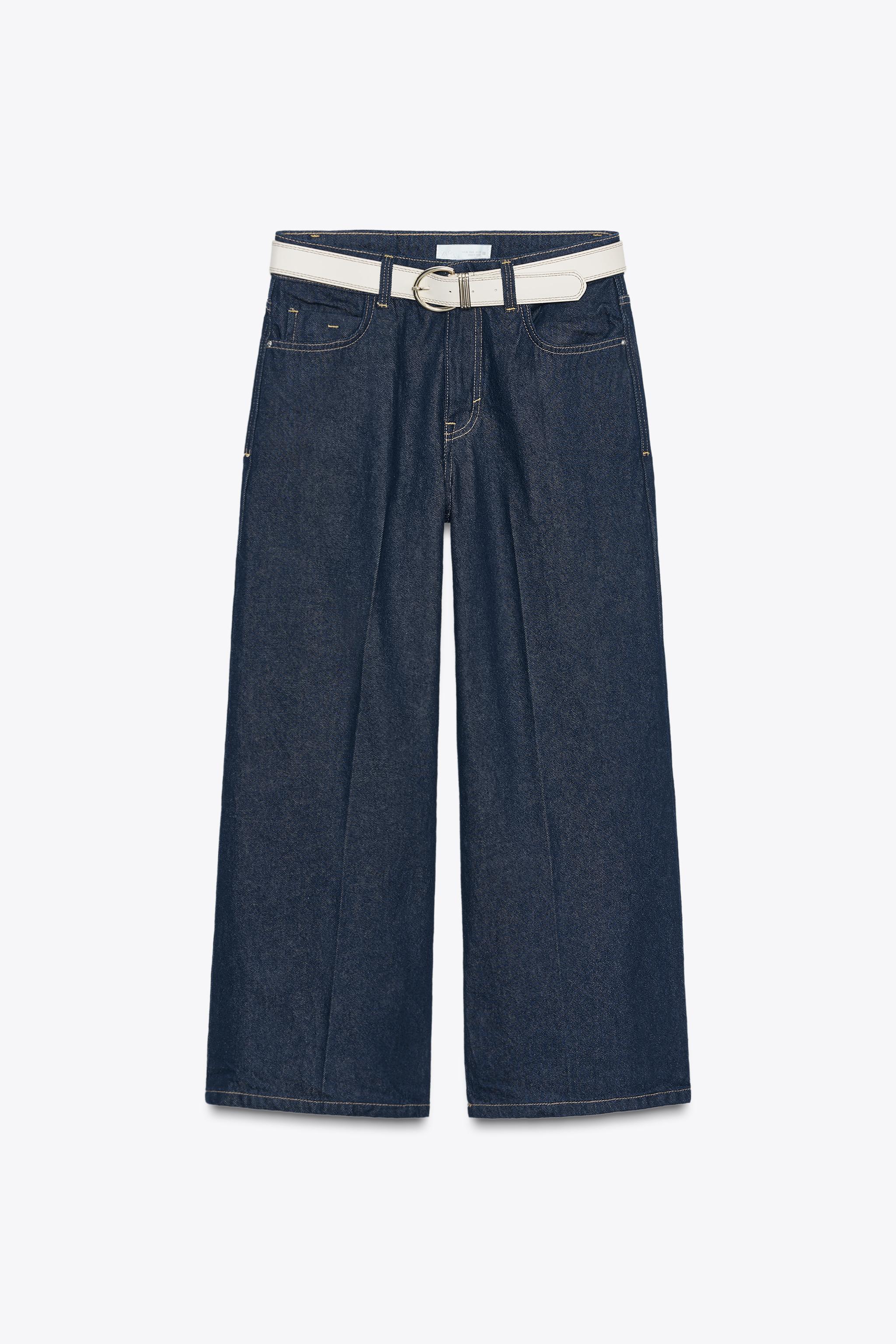 専用パンツ Z1975 センタープレス ベルト付きデニムパンツ - ブルー | ZARA