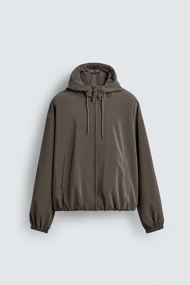 HOODED TECHNICAL JACKET - Dark mink by Zara