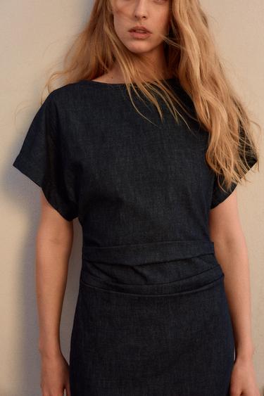 DRAPED MIDI DRESS - Indigo by Zara