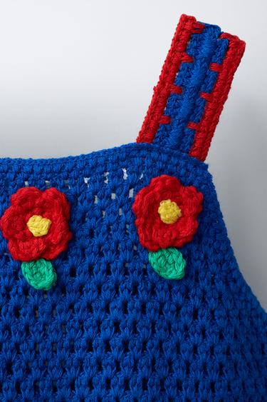 ROBE EN MAILLE CROCHET FLEURS - Bleu électrique de Zara - Image 2