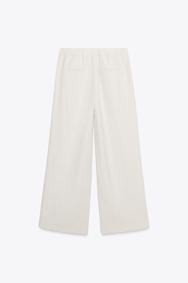 PANTALON À JAMBES LARGES - Écru de Zara - Image 1