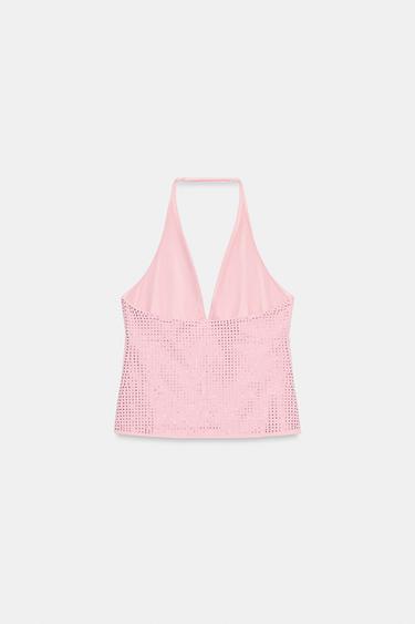 HALTER RHINESTONE TOP - Mid-pink by Zara - Image 6
