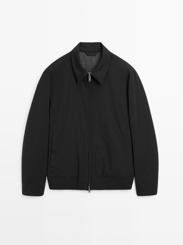Zara Water-repellent bomber jacket with hem detail - Black