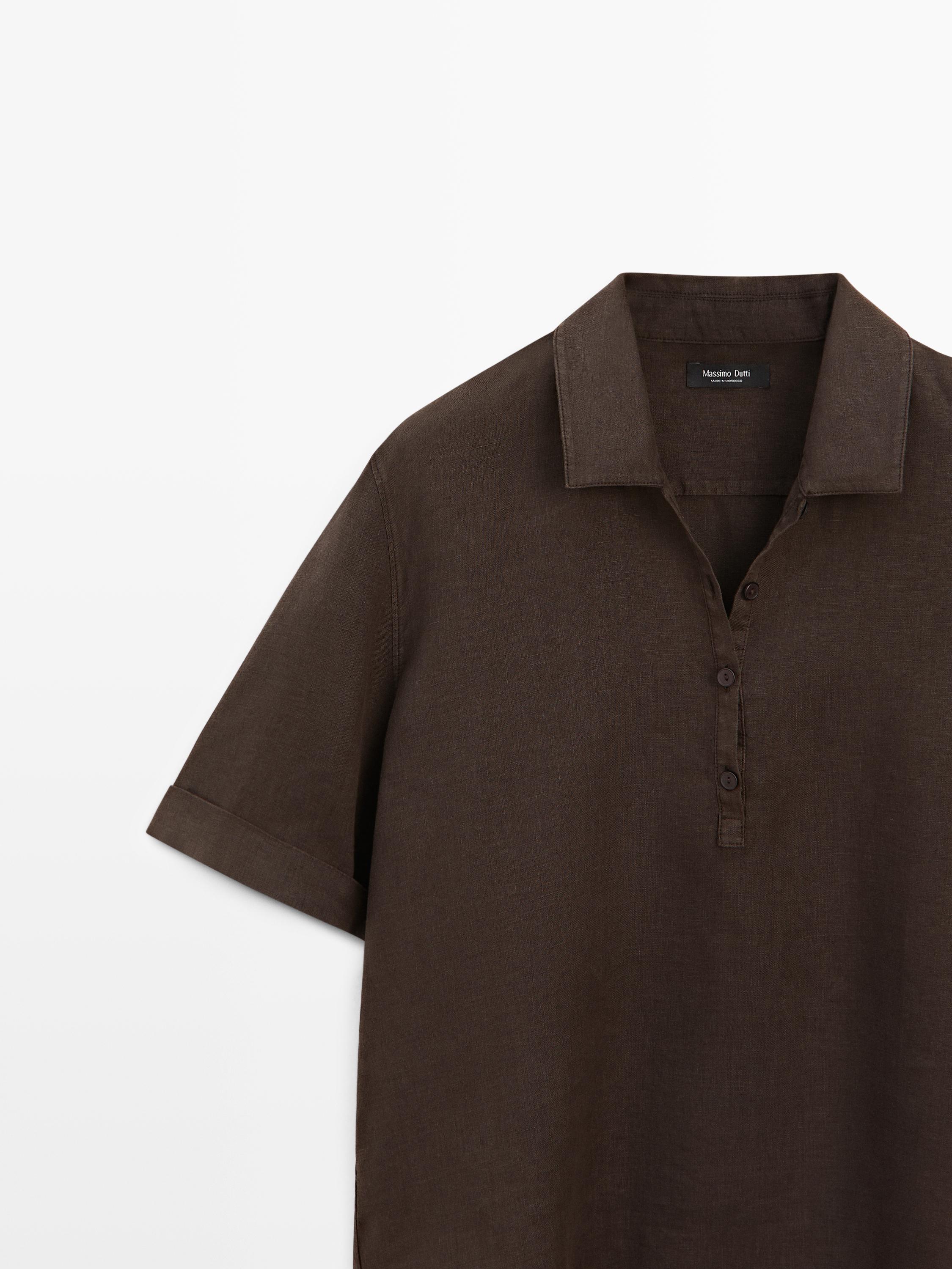Blouse col polo lin
