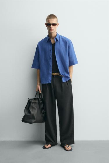 CHEMISE BOXY FIT STRUCTURÉE - Bleu de Zara