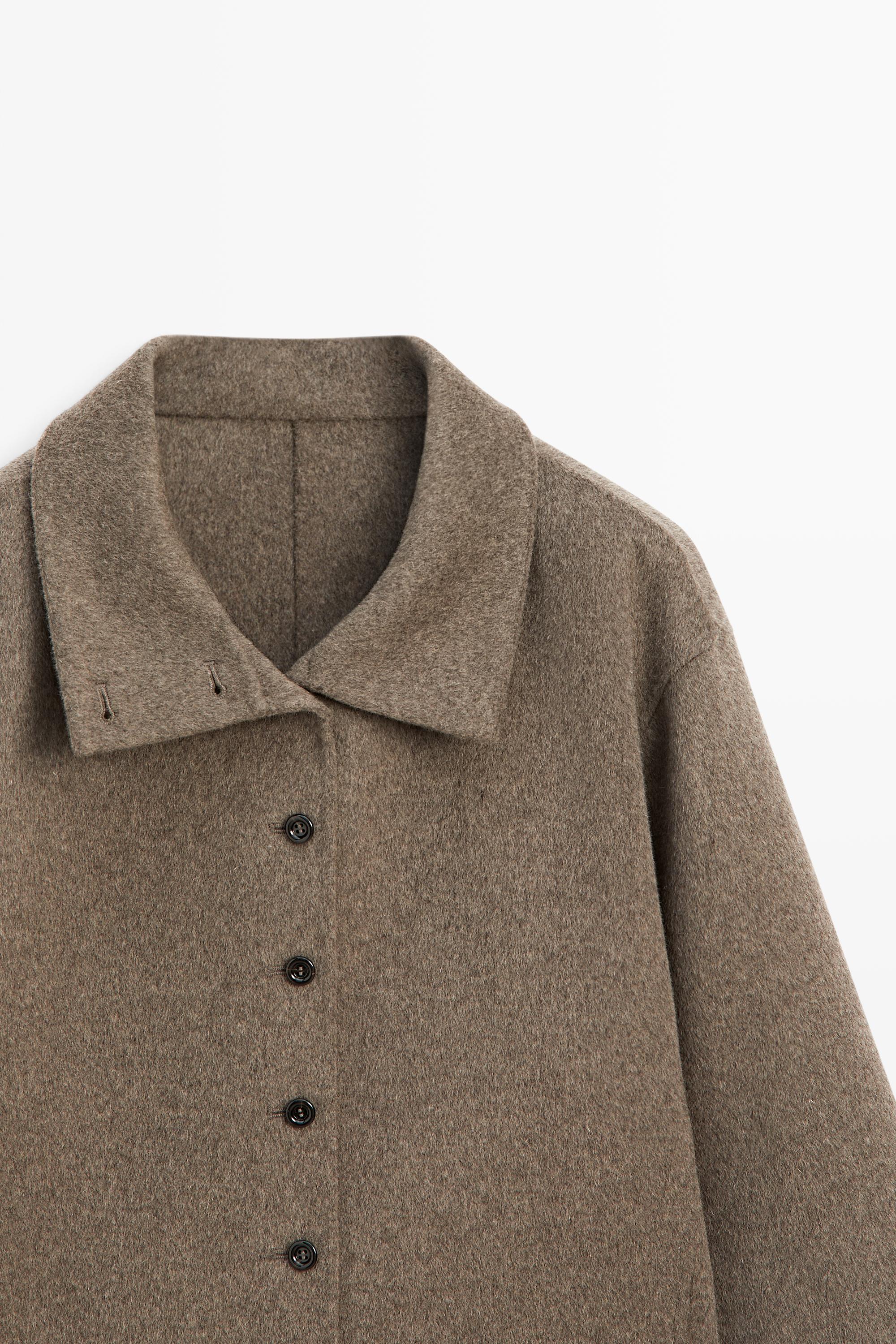 Wool blend stand collar jacket