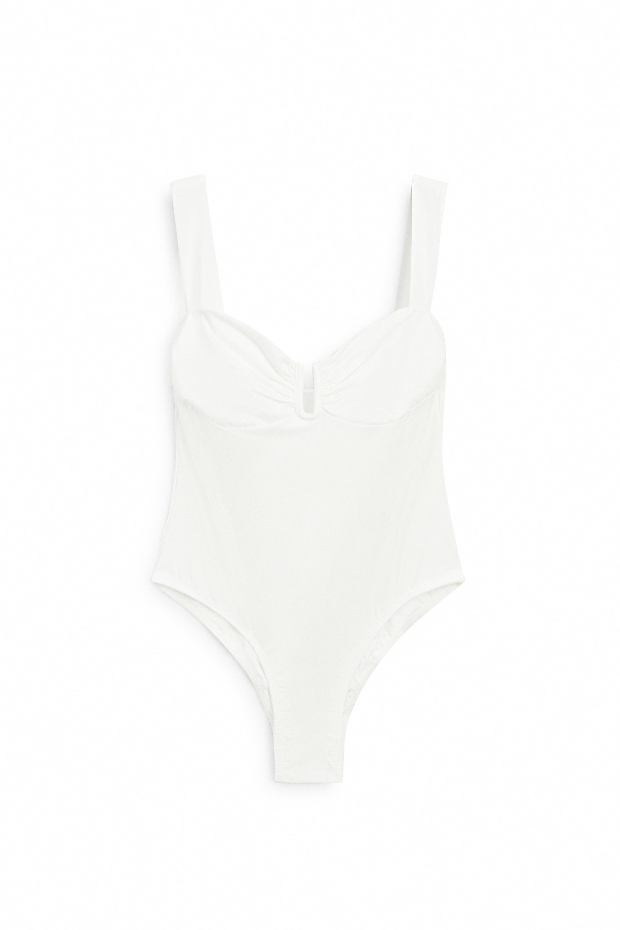 Swimsuit with gathered detail — Oyster-white
