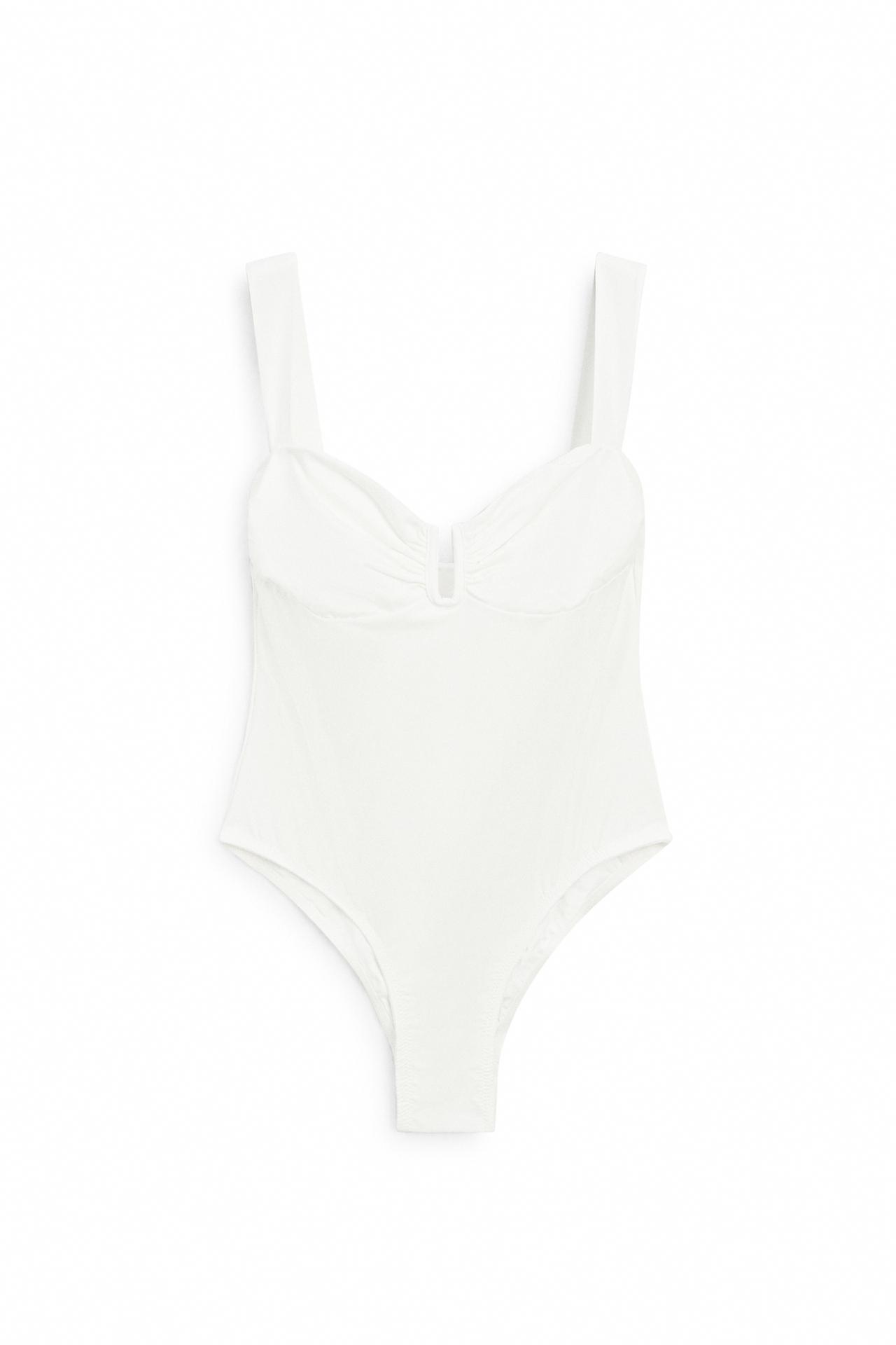 Swimsuit with gathered detail — Oyster-white