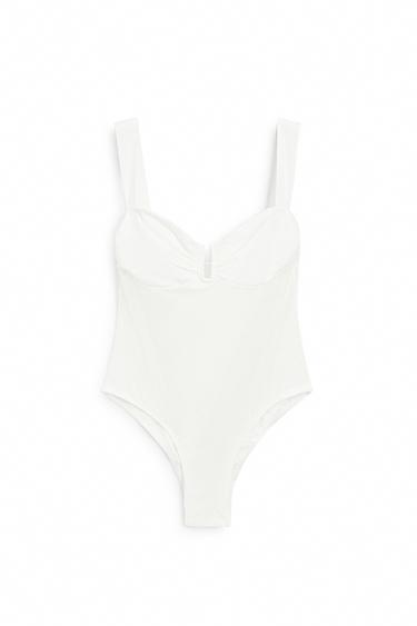 Swimsuit with gathered detail — Oyster-white 1