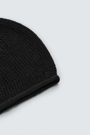 100% LINEN KNIT BEANIE - Navy blue by Zara - Image 3