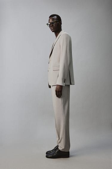 TEXTURED REGULAR FIT SUIT TROUSERS - Beige by Zara - Image 3