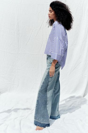 STRIPED SHIRT WITH WIDE SLEEVES AND METALLIC THREAD - Blue/White by Zara - Image 4