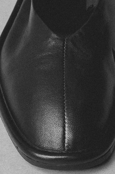 LEATHER BALLERINAS - Black by Zara - Image 0