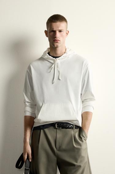 Zara LIGHTWEIGHT COMBINATION HOODIE - White